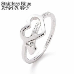 ステンレスリング HEART & ARROW ラインストーン リング 14号 ステンレス リング Stainlss Ring 指輪