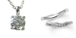 ダイヤモンド ネックレス 婚約 結婚指輪 3セット 安い プラチナ 0.5カラット 鑑定書付 0.500ct Eカラー VS2クラス 3EXカット H&C CGL