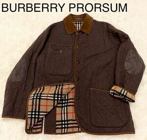 BURBERRY PRORSUM バーバリープローサム カバーオール 裏ノバチェック ウール100% キルティング エルボーパッチ