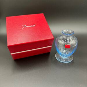 #107 Baccarat バカラ Aquareller アクアレーユ 花瓶 フラワーベース ブルー 美品 箱あり ブランド インテリア クリスタルガラス