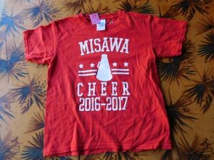 T-shits Tシャツ Rno61 GILDAN YOUTH S MISAWA CHEER 2016-2017 赤 米軍基地上着 古着　used AIRFORCE