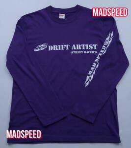 【MADSPEED】趣味Tシャツ ドリフト DRIFT D1GP ver パープル 長袖 スープラ シルビア スカイライン Lサイズ