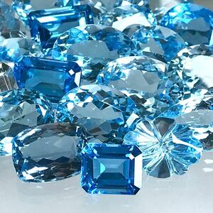 (天然ブルートパーズ20点おまとめ200ct)m ルース 裸石 ジュエリー ブルートパーズ jewelry blue topaz i①