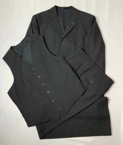 abx エービーエックス // 総裏 長袖 ストライプ柄 毛100% シングル スリーピース スーツ (黒系) サイズ 3 (L・W80cm)