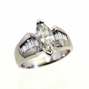 ◎中古美品◎プラチナ　マーキスカットダイヤ　2.059ct　ダイヤ　0.73ct　リング　22号