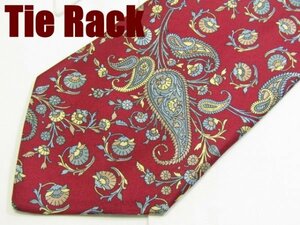 D 621 タイラック Tie Rack ネクタイ 赤系 ペイズリー柄 プリント