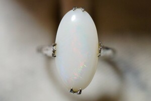 1649 天然オパール リング 指輪 ヴィンテージ アクセサリー SILVER刻印 アンティーク opal 宝石 天然石 カラーストーン 装飾品