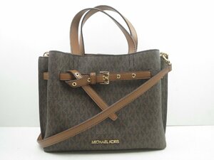 ♪MICHAEL MICHAEL KORS マイケルコース MKシグネチャー 2way ショルダー/ハンドバッグ ブラウン♪USED良品