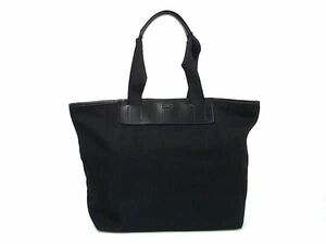 1円 ■美品■ Salvatore Ferragamo フェラガモ AU-21-2381 ナイロンキャンバス×レザー トートバッグ ショルダー ブラック系 BJ2890