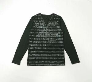 MALE&CO. メイル&コー // Slim Fit 長袖 プリント レイヤード Tシャツ・カットソー (黒) サイズ M