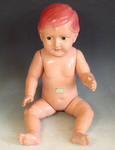 昔のセルロイド人形、当時物、大型５５ｃｍ、状態良、当時の値札付き、お座り人形、昭和レトロ　