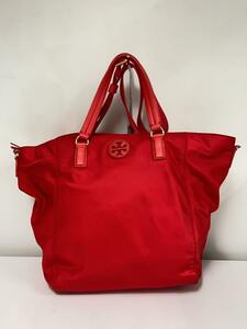 TORY BURCH◆トートバッグ/ナイロン/RED/無地