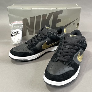 MS1054 未使用 NIKE ナイキ DUNK LOW PRO SB ダンクロープロSB 304292 072 サイズ:28cm 箱・紐付き (検)ブラック ゴールド ホワイト