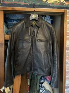 売り切り！ IRON HEART×ALEXANDER LEATHERS 元エアロレザー　ライダースジャケット シングルライダース 革ジャン 38 ホーウィン　馬革