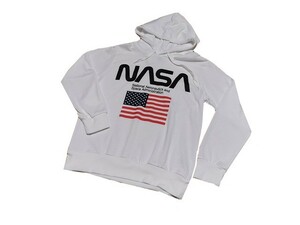 【新品】NASA パーカー 長袖【LL】白/ホワイト◆ナサ 宇宙 アメリカ USA 航空宇宙局 SPACE パーカ 男性用 メンズ