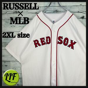 ラッセル MLB 刺繍チームロゴ レッドソックス ベースボールシャツ XXL