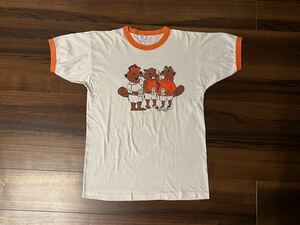 スペシャル80s Champion トリコタグ OSU カレッジキャラクターTシャツL ビンテージ USA製 検yaleバータグランタグ染み込み60s70s90s