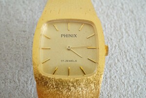 F1430 PHINIX 17石 手巻き ゴールドカラー メンズ 腕時計 ブランド アクセサリー ヴィンテージ 不動品