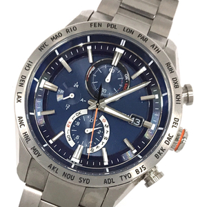 シチズン アテッサ ソーラー 腕時計 H800-T025862 稼働品 メンズ ブルー文字盤 純正ブレス ファッション小物 CITIZEN