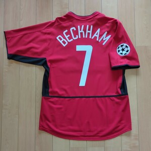 02-03 マンチェスターUTD (H) ＣＬ仕様 半袖 デビッド・ベッカム選手 元イングランド代表 ユーズド品