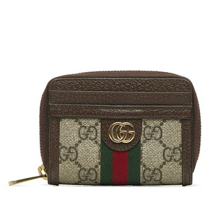 グッチ GGスプリーム オフディア カードケース 658552 ブラウン PVC レザー レディース GUCCI 【中古】