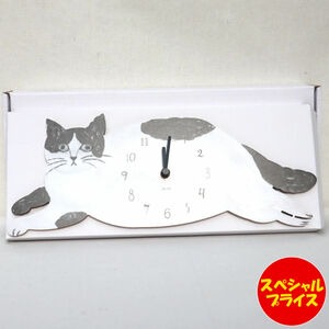 m.m 松尾ミユキ Matsuo Miyuki ダイカット クロック 時計 壁掛け Matsuo Miyuki Diecut clock Gray cat ねこ 猫 110304