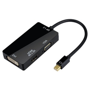 Mini DisplayPort1.2/Thunderbolt to HDMI/DVI/VGA 変換アダプタ ミニ D-Sub 15ピン/HDMI4K2K 2160P 黒