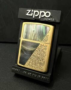 ■Zippo ジッポ ジッポー ダブルスタンプ 1932 1991 シェル 貝貼り SOLID BRASS ソリッドブラス ヴィンテージ 現状品