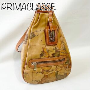PRIMA　CLASSE　プリマクラッセ　斜めがけ　ボディバッグ　キャメル 鞄 世界地図　送料無料