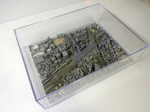 新大阪駅周辺　国土交通省の整備した３D都市データを活用した都市模型　組立済　　スケール1/4000　(透明ケース付)　