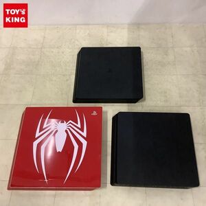 1円〜 動作確認/初期化済 箱無 PS4 本体 CUH-7100B スパイダーマンモデル CUH-2000A ジェット・ブラック 2点