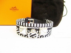 【未使用保管品】 エルメス HERMES カヴァル キャンバス×レザー コリエドシアン ブレスレット バングル メンズ レディース