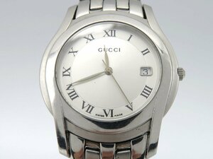 1円◆稼働◆ グッチ 5500Ｍ シルバー クオーツ ユニセックス 腕時計 N993