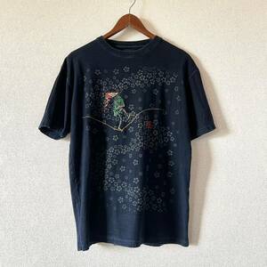 ①京都 衣 藍染 刺繍入り 半袖Tシャツ Lサイズ COROMOOL インディゴ Tシャツ オスティアジャパン 