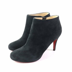 未使用品★Christian Louboutin クリスチャンルブタン スウェードレザー アーモンドトゥ ブーティ/アンクルブーツ 黒 36.5 伊製 レディース