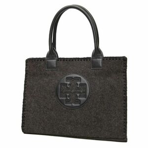 トリーバーチ ハンドバッグ トートバッグ ジャンボ ステッチ ウール レザー 本革 黒 ブラック black グレー Tory Burch