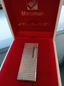 1円 1スタ Maruman マルマン ガスライター シルバー 格子柄 アンティーク ヴィンテージ 喫煙具 