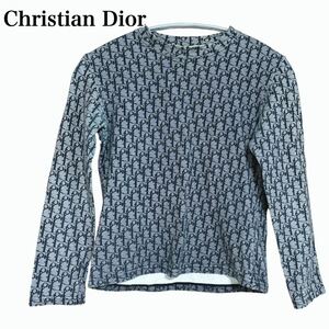 フランス製 Christian Dior クリスチャン ディオール トロッター柄 モックネック シャツ 長袖 トップス レディース