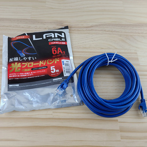 LANケーブル 5m ストレート エレコム CAT6A 6A対応 10ギガビット対応 光回線 高速光通信 ブルー 未使用 ランケーブル コネクタ 有線 接続