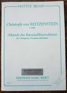 送料無料 金管7重奏楽譜 クリストフ・フォン・ライツェンシュタイン：バイエルン行進曲 試聴可 3Trp/3Trb/Timp アンサンブル譜