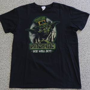 STAR WARS YODA ヨーダ Pinch Me Tシャツ L ブラック スターウォーズ キャラクター ジェダイ ダースベイダー ルーク R22 映画 ムービー