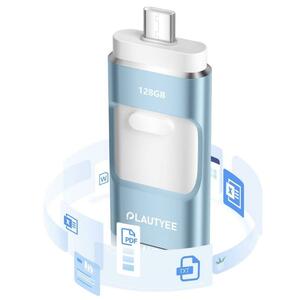 メモリ 128gb 対応iphone usb タイプc バックアップ スライド　ライトブルー