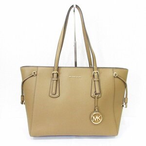 新品同様 MICHAEL KORS マイケルコース VOYAGER トップジップ トート ミディアム レザー トートバッグ 30H7GV6T8L ベージュ