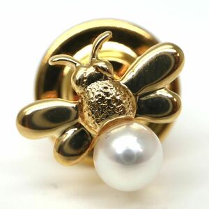 MIKIMOTO(ミキモト)◆K18 アコヤ本真珠付きピンブローチ◆A 約2.8g パール pearl pendant necklace DG4/DG4