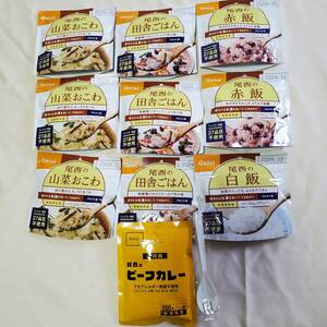 尾西食品　アルファ米　９食+ビーフカレー１食　非常食 保存食 防災食 山登り　正味期限２４年１１月～１２月　②