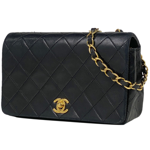 シャネル CHANEL ミニ マトラッセ シングルフラップ チェーン ショルダーバッグ ココマーク レザー ブラック A03571 レディース 【中古】