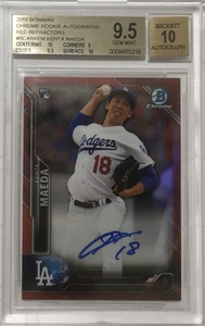 【状態完璧!ラストNo.5/5枚限定】前田健太直書きROOKIEサイン 2016 Bowman Chrome Red Refractor RC Auto BGS9.5 Auto 10