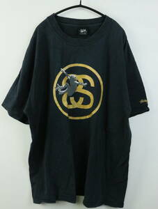 B721/Stussy/ステューシー/コットン半袖Tシャツ/ステューシーロゴ/チャコールグレー系/メンズ/Lサイズ