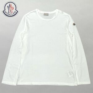 国内正規品 MONCLER モンクレール MAGLIA GIROCOLLO L/S T-Shirts クルーネック 長袖Tシャツ ロンT ロゴ ワッペン ホワイト L