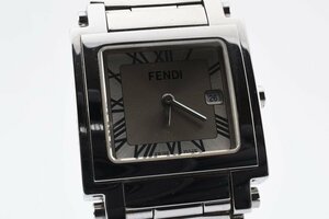 美品 箱付き フェンディ 051-6000G-986 デイト スクエア シルバークォーツ レディース 腕時計 FENDI